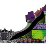 Fotografie 3. Velký skákací hrad se skluzavkou STRAŠIDELNÝ DŮM – extra maxi XXXL